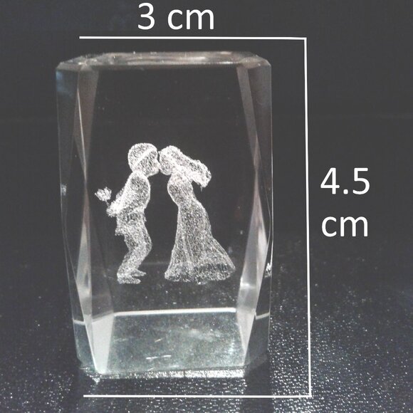 3D Valentine Laser Etched Crystal Cube - Picture 9 of 10